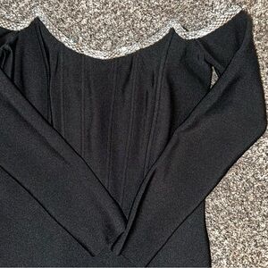 Elegant Black Dress w/ Silver Trim